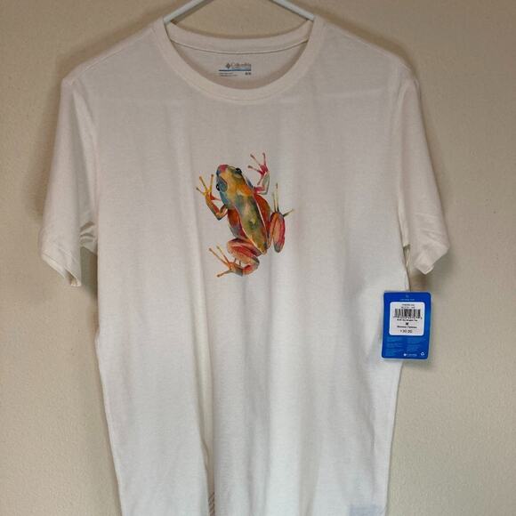 Columbia Earth Day 2021 T Shirt Women's Size M Cream Color Short Sleeve Cotton - Picture 1 of 6
